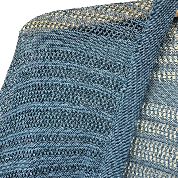 August Silk Teal Blue Duster Lightweight Festival Cardigan Long Sweater, Small - Picture 6 of 6